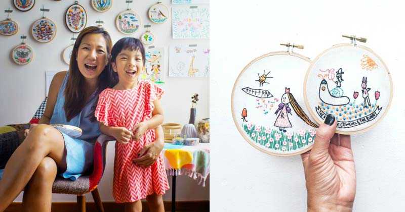 Вышивка по детским рисункам  Инез Тан