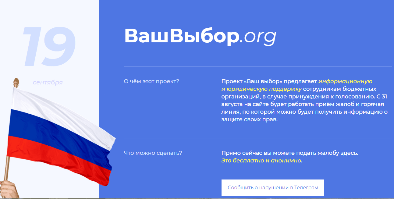 В России заработал сайт для приема жалоб на принуждение к голосованию 